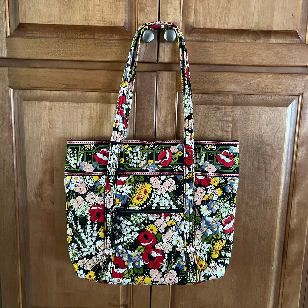 Vintage VERA BRADLEY "Poppy Fields" Bag Black/Red/Yellow/White14" x 17" - Picture 7 of 12